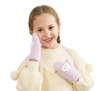 Cysocool Cute Baby Winter Furry Mittens On String 1-5 Years Toddler Cold Weather Fleece Warm Gloves Girls Boys Plush Knit Magic Mittens Kids Insulated Snow Warm Gloves