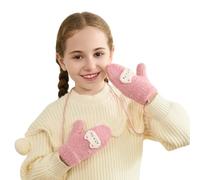 Cysocool Cute Baby Winter Furry Mittens On String 1-5 Years Toddler Cold Weather Fleece Warm Gloves Girls Boys Plush Knit Magic Mittens Kids Insulated Snow Warm Gloves