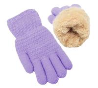 Cysocool Kids Cold Weather Insulated Knit Gloves with Fleece Lining 5-10 Years Thermal Winter Wool Full Finger Gloves Boys Girls Magic Stretchy Mittens