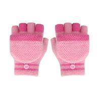 Cysocool Kids Convertible Flip Top Winter Gloves for Girls Boys 4-8 Year Wool Knit Cold Weather Gloves Fuzzy Half Finger Mittens Child Snow Warm Insulated Gloves