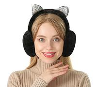 Cysocool Kids Furry Winter Earmuffs Cute Fox Plush Faux Fur Earmuffs Girls Boys Soft Warm Fleece Cushioned Ear Warmers Earflaps Ears Protector Children Warm Ear Covers Winter Xmas Gift