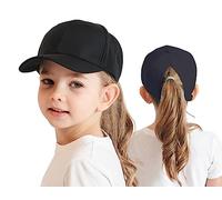 Cysocool Kids Ponytail Baseball Cap 3-8 Years Girls Boys Golf Visor Trucker Hat Anti UV Tennis Cap Child Summer Sun Protection Hat Long Peaked Snapback Cap Sports Running Cap Beach Cool Sun Hat Black