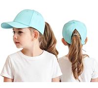 Cysocool Kids Ponytail Baseball Cap 3-8 Years Girls Boys Golf Visor Trucker Hat Anti UV Tennis Cap Child Summer Sun Protection Hat Long Peaked Snapback Cap Sports Running Cap Beach Cool Sun Hat Blue