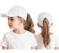 Cysocool Kids Ponytail Baseball Cap 3-8 Years Girls Boys Golf Visor Trucker Hat Anti UV Tennis Cap Child Summer Sun Protection Hat Long Peaked Snapback Cap Sports Running Cap Beach Cool Sun Hat White