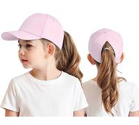 Cysocool Kids Ponytail Baseball Cap 3-8 Years Girls Pink Trucker Hat Anti UV Tennis Golf Visor Cap Child Summer Sun Protection Hat Peaked Snapback Cap Sports Running Cap Beach Cool Sun Hat