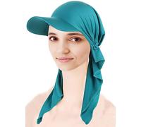 Cysocool Peaked Chemo Cap Women Sun Protection Baseball Cap Newsboy Hat Elastic Soft Bamboo Pre Tied Headscarf Headwrap Hair Loss Turbans Head Scarf Bandana Skull Cap Slouchy Beanie Bonnet Green