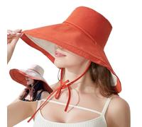 Cysocool Women Oversized Brim Floppy Sun Hat UPF 50+ Foldable Reversible Summer Bucket Hat UV Protection Face-Shielding Beach Cap Fishing Garden Outdoor UV Protection Cap Red