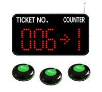 CYSSJF Queue Calling System for Multiple Counters, Wireless Calling System, Queue Management System, Pager System Number Calling, Press Button Number Show Next (3 Call Buttons +1 Number Display)