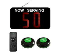 CYSSJF Queue Management System| 2 Digit Queuing Number Calling System Cafe Bar Clinic Restaurant Pager Buzzer System | Press Button Number Show Next |1 Number Display+2 Call Buttons (English Voice)