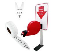 CYSSJF Turn-O-Matic Ticket Machine with 1 Roll Queue Tickets, Take-A-Number Standing Ticket Dispenser, Deli Customer Number Roll Dispenser, 1 Ticket Holder with Stand (Red)+1 Roll Tickets (A00-E99)