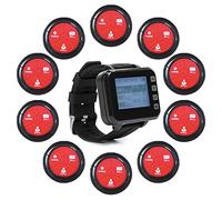 CYSSJF Wireless Calling System Restaurant Pagers Table Calling System, Waiter Calling System with 10 Waterproof Call Buttons and 1 Watch Receiver Suitable for Clinic，Restaurant, Cafes, Factory