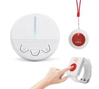 CYSSJF Wireless Caregiver Pager Nurse Alert System Smart Call Button for Home/Elderly/Patient 1 Receiver&1 Call Button&1 Wrist Button