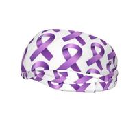 Cystic Fibrosis Awareness Month Purple Ribbon Headbands Sports Sweatband Athletic Exercise Bands Turban Hair Head For Men Women Yoga Fitness