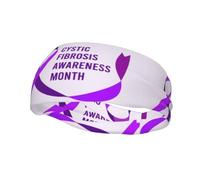 Cystic Fibrosis Awareness Month Purple Ribbon Headbands Sports Sweatband Athletic Exercise Bands Turban Hair Head For Men Women Yoga Fitness