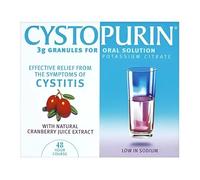 Cystopurin 3g Granules for Oral Solution with Natural Cranberry Juice Extract - Effective Relief for Cystitis, Low Sodium, Cranberry Flavored, 6 Sachets