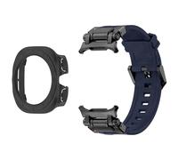 CYSUE 2 in 1 Strap Case for Samsung Galaxy Watch 7 Ultra 47mm Silicone Bracelet Screen Protective Case Cover for Galaxy Watch 7 Ultra WatchBands(Blue black)