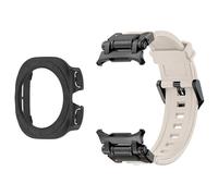 CYSUE 2 in 1 Strap Case for Samsung Galaxy Watch 7 Ultra 47mm Silicone Bracelet Screen Protective Case Cover for Galaxy Watch 7 Ultra WatchBands(Starlight black)