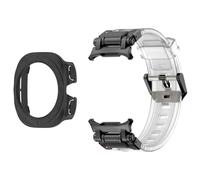 CYSUE 2 in 1 Strap Case for Samsung Galaxy Watch 7 Ultra 47mm Silicone Bracelet Screen Protective Case Cover for Galaxy Watch 7 Ultra WatchBands(Transparent black)