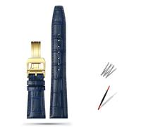CYSUE 20mm 21mm 22mm Cowhide Leather Watch Band Replacement for IWC Portugieser Porotfino Family PILOT'S Watches Strap Folding Buckle(Blue gold buckle,21mm)