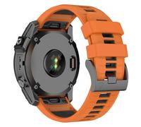 CYSUE 26mm Watch Band for Garmin Fenix 7X Pro/ 7X/ 6X/ 6X Pro/ 5X/ 5X Plus/ 3/Fenix 3 HR, 26mm Quick Fit Soft Silicone Strap(Orange Black)