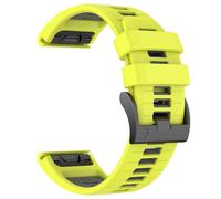 CYSUE 26mm Watch Band for Garmin Fenix 7X Pro/ 7X/ 6X/ 6X Pro/ 5X/ 5X Plus/ 3/Fenix 3 HR, 26mm Quick Fit Soft Silicone Strap(Yellow Gray)