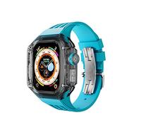 CYSUE 49mm for Apple Watch Band Ultra 49MM Transparent Modification Kit for IWatch 49 Mod Kit Polyester Fiber Case Fluororubber Strap (Color : Blue A, Size : 49mm)