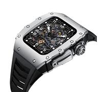 CYSUE Aluminium Alloy Case for Apple Watch Band 8 7 45MM Fluororubber Strap for Iwatch Series 7 6 5 4 SE 44MM Modification Accessories (Color : SB, Size : 45mm)
