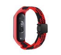 CYSUE Braided Strap for Xiaomi Mi Band 8 Elastic Nylon Solo Loop Adjustable Watch band Magnetic Buckle bracelet for Miband 8 NFC Watchbands(Red black,For Miband 8)