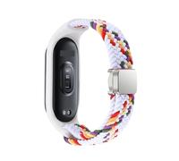 CYSUE Braided Strap for Xiaomi Mi Band 8 Elastic Nylon Solo Loop Adjustable Watch band Magnetic Buckle bracelet for Miband 8 NFC Watchbands(White rainbow,For Miband 7 6 5 4 3)