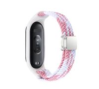 CYSUE Braided Strap for Xiaomi Mi Band 8 Elastic Nylon Solo Loop Adjustable Watch band Magnetic Buckle bracelet for Miband 8 NFC Watchbands(Pink white,For Miband 7 6 5 4 3)