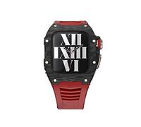 CYSUE Carbon Fiber Case Sport Style Mod Kit for Apple Watch 7 45MM Lightweight Strap for IWatch 6 SE 5 4 Series 44mm DIY Accessories (Color : BRG-B-R, Size : For 44MM)