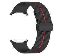 CYSUE Carbon Fiber Pattern Strap for Samsung Galaxy Watch 7 Ultra 47mm Silicone Band for Galaxy Watch 7 Ultra Bracelet(Black Red)