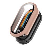 CYSUE Case Glass for Xiaomi Mi Band 9 Anti Scratch Protective Cover All-Around PC Screen Protector Bumper for Mi Band 9 Cover Shell Watch Case(Pink-2)