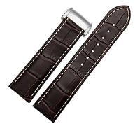 CYSUE Cowhide Leather Watchband 20mm 22mm Strap Folding Buckle For Hamilton Khaki Aviation Classic Series Men Bracelet(Brown 02-silver B,22mm)