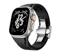 CYSUE Fluororubber Band For Apple Watch Sport Strap Ultra 2 49/45/44/42mmS10 46mm 42mm Luxury FKM Soft Strap Iwatch Ultra S10 9 8 7 Se 6 5 Watchbands(B-S,42/44/45mm)