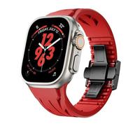 CYSUE Fluororubber Band For Apple Watch Sport Strap Ultra 2 49/45/44/42mmS10 46mm 42mm Luxury FKM Soft Strap Iwatch Ultra S10 9 8 7 Se 6 5 Watchbands(R-B,49mm)