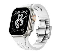 CYSUE Fluororubber Band For Apple Watch Sport Strap Ultra 2 49/45/44/42mmS10 46mm 42mm Luxury FKM Soft Strap Iwatch Ultra S10 9 8 7 Se 6 5 Watchbands(W-S,42/44/45mm)