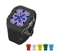 CYSUE For Apple Watch band 45mm 44mm Titanium Alloy Kit Advanced Carbon Fiber Case+6pcs band Luxury Diamond Case For Iwatch Series 7 6 5 4 SE (Color : B-SS-B Diamond, Size : 44MM)