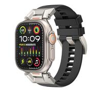 CYSUE For Apple Watch band 49mm 46mm 45mm 44mm 42mm Fluororubber Watchbands 10th Waterproof FKM Strap(Black,42/44/45mm)