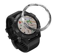 CYSUE For Garmin Fenix 6X/6X Pro/6X Sapphire Watch Bezel Ring Stainless Steel Sculptured Time Units Adhesive Anti-scratch Cover Rings (Color : A Silver Black)