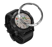 CYSUE For Garmin Fenix 6X/6X Pro/6X Sapphire Watch Bezel Ring Stainless Steel Sculptured Time Units Adhesive Anti-scratch Cover Rings (Color : B Silver Black)