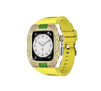 CYSUE Luxury Diamonds case Modification Kit Mod Metal Frame Bezel for Apple Watch Band 7 Case 44mm 45mm Strap for IWatch 7 6 5 4 Set (Color : GY-Diamonds, Size : 44mm For 6/5/4/SE)