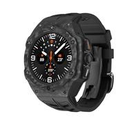 CYSUE Luxury Modification Kit for Samsung Galaxy Watch 7 Ultra 47mm Carbon Case Rubber Strap for Galaxy Watch Ultra Carbon Fiber Cover Watchbands(Black)