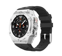 CYSUE Luxury Modification Kit for Samsung Galaxy Watch Ultra 47mm Stainless Steel Case Silicone Strap for Ultra 47mm DIY Accessorie Watchbands(Black Silver)