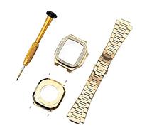 CYSUE Luxury Modification Kit Strap For Apple Watch Band Series 8 7 45mm 6 5 4 SE 44 mm Mod set Metal steel for iWatch Bezel Case (Color : Gold, Size : 45mm For 8/7)