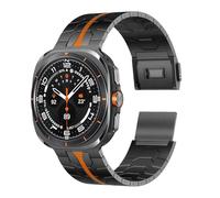 CYSUE Men Stainless Steel Bracelet For Samsung Galaxy Watch Ultra 47mm No Gaps Metal Replacement Wristband For Samsung Watch Ultra 47MM Watchbands(Black Orange)