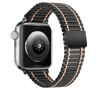 CYSUE Metal Strap for Apple Watch Ultra Band 49mm Series 10/9/8/7 41mm 45mm Steel Wristband Iwatch 6 SE 5 4 3 38mm 40mm 42mm 44mm S10 46mm 42mm Watchbands(Black RG,38 40 41mm)