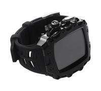 CYSUE Modification Kit for IWatch Series 7 6 5 4 SE Stainless Steel Case for Apple Watch Band 45mm 44mm Rubber Strap Sports Diy Set (Color : BLACK WHITE, Size : 44mm)