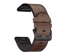 CYSUE Quickfit Watch Strap For Garmin Fenix 7 7X 6 6X Pro 5X 5 Plus 3HR 935 945 S60 Genuine Leather Silicone Smart Watch 22 26mm Wristband (Color : Dark brown, Size : 26mm Fenix5X 5XPlus)