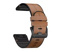 CYSUE Quickfit Watch Strap For Garmin Fenix 7 7X 6 6X Pro 5X 5 Plus 3HR 935 945 S60 Genuine Leather Silicone Smart Watch 22 26mm Wristband (Color : Brown, Size : 22mm Fenix 6 6Pro)